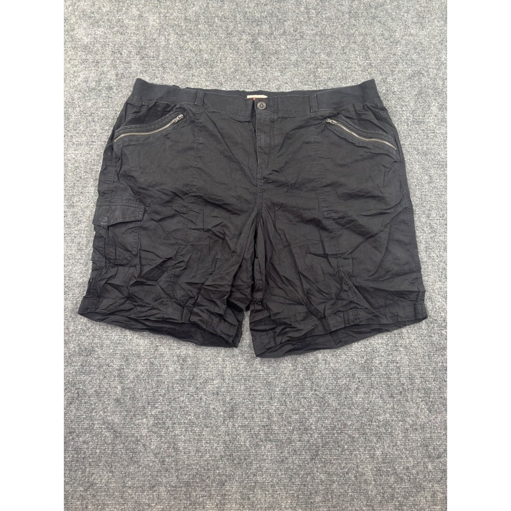 EVRI Cargo Shorts 22W Black Zipper Pocket Elastic Waist Men's